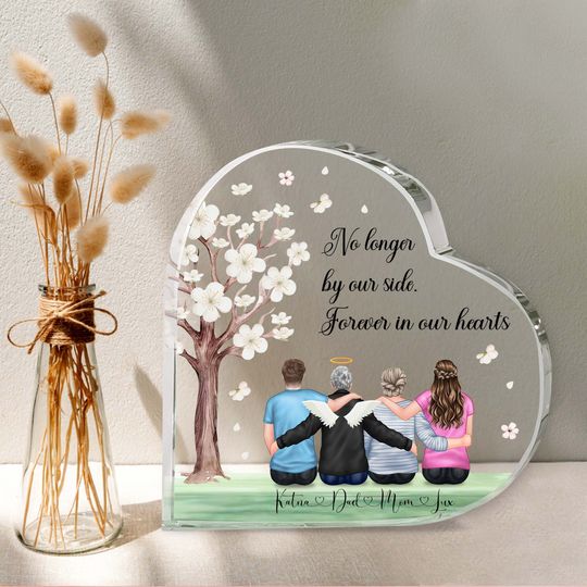 Discover Personalized Memorial Heart Acrylic Plaque, Mom, Dad Memorial Gift, In Loving Memory Plaque