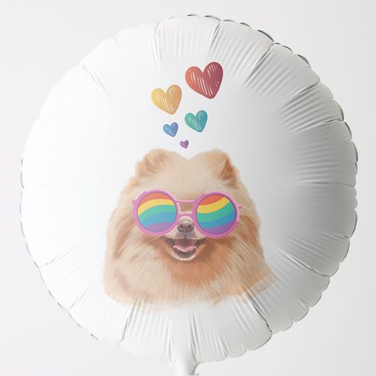 Discover Pomeranian Dog with Hearts Valentine's Day Balloon