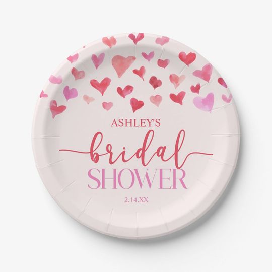 Discover Red Pink Hearts Valentine Bridal Shower Paper Plates