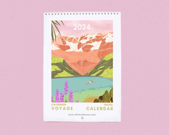 Discover 2024 Calendar, Travel Calendar, Gift for Her, 2024 Illustrated Calendar