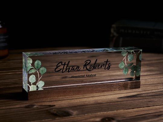 Discover Personalized Acrylic Name Plate for Desk, Custom Office Name Sign, Graduation Gift