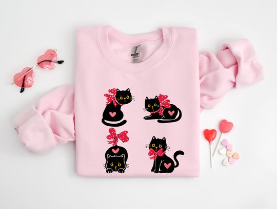Discover Black Cat Valentine Shirt, Cat Valentines Day, Happy Valentines Day
