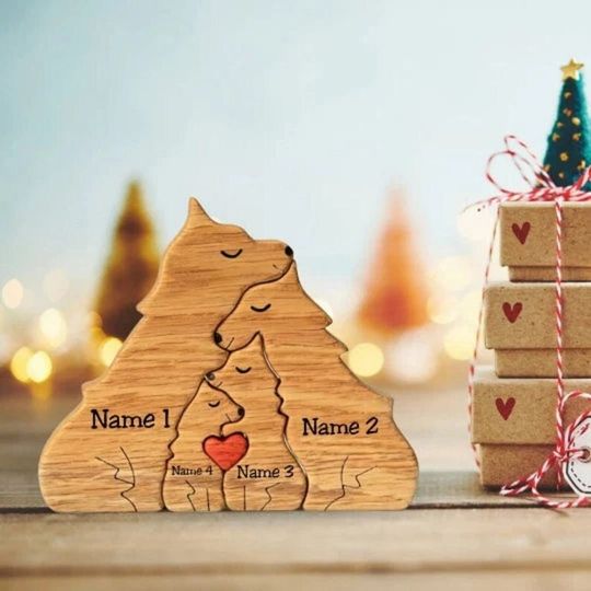 Discover Custom Wooden Wolf Puzzle, Wolf Family Puzzle, Family Keepsake Gifts