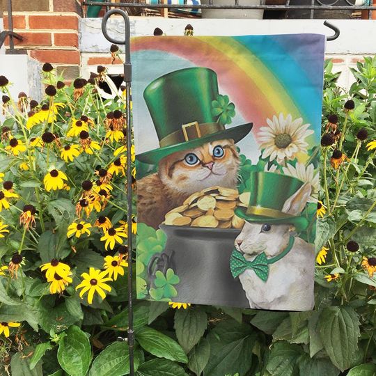 Discover Cat Patrick's Day Garden Flag, Cute Shamrock Outdoor Flag, Lucky Charm Yard Decor