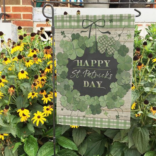 Discover Lucky Wreath Garden Flag, Green Clover Flag, St. Patrick's Day Yard Decor