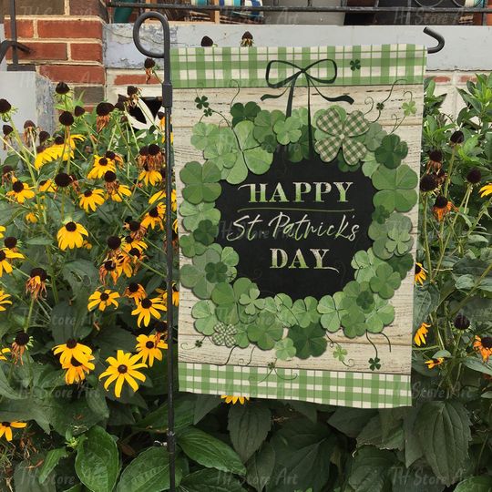 Discover Irish Lucky Shamrock Patrick's Day Flag, Shamrock Decororation, Yard Welcome Family Sign