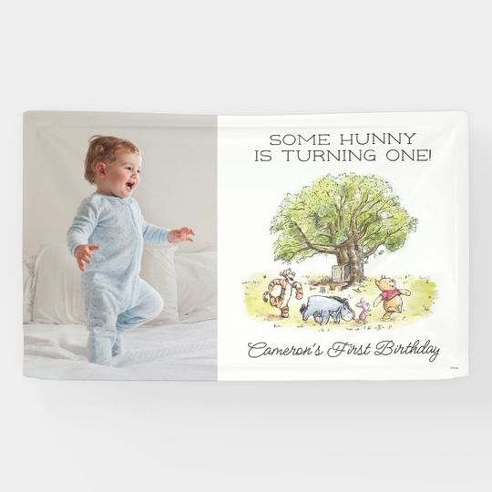 Discover Pooh & Friends Watercolor | First Birthday - Photo Banner