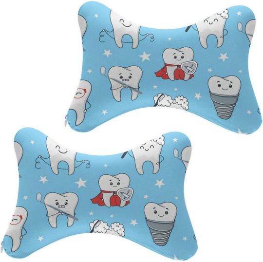 Discover Neck Pillow Novelty Cute Dental Teeth Blue Bone Shape Head Rest Memory Foam Head