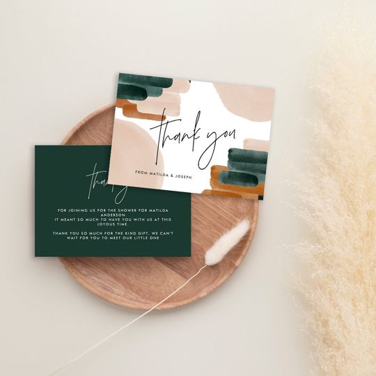 Discover budget terracotta abstract baby shower thank you note card