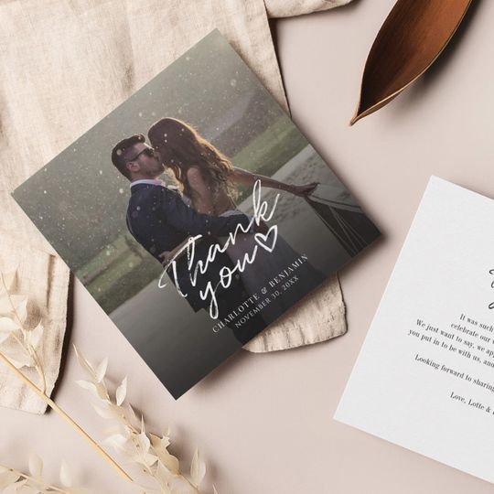 Discover Hand-Lettered Wedding Day Photo Thank You Note Card