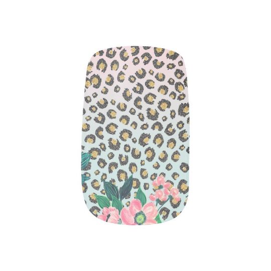 Discover Girly Pink Mint Ombre Floral Glitter Leopard Minx Nail Art