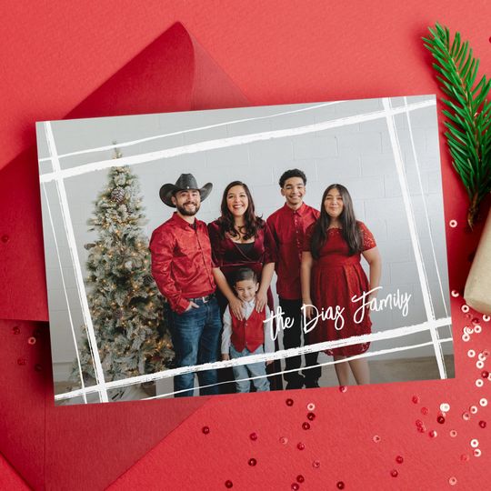 Discover Family Signature Gift Wrapped Borders Photo Frame Holiday Card