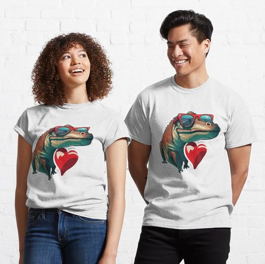 Discover Cute Heart Dinosaur Classic T-Shirt