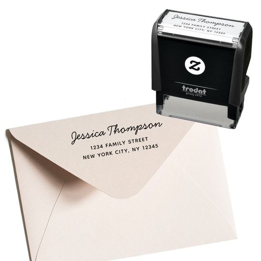 Discover Return Address Minimalist Modern Script Name Self-inking Stamp