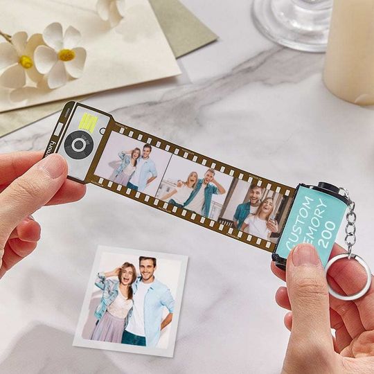 Discover Personalized Film Roll Keychain Customized Photo Album for My Love Photo Gift
