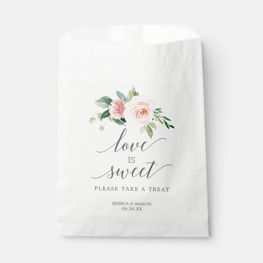 Discover Wedding Favor Bag Love is Sweet Blushing Blooms