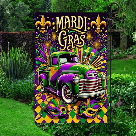 Discover Happy Mardi Gras Garden Flag - Double Sided