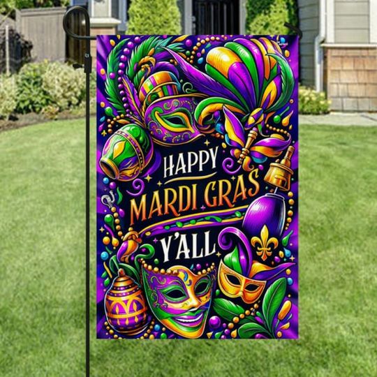 Discover Mardi Gras Masquerade Beads Garden Flag, Mardi Gras Yall Masquerade Beads Flag