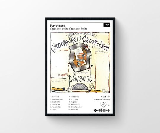 Discover Pavement Crooked Rain Album Poster, Indie Rock Pioneers Poster