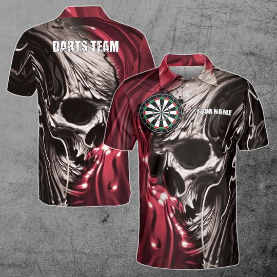 Discover Personalized Darts, Custom Dart Skull For Team 3D Polo Shirt