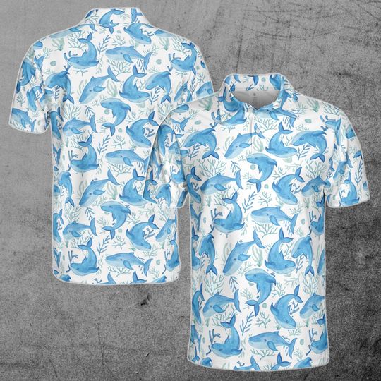 Discover Funny Blue Whale In The Ocean Men's Polo Shirt