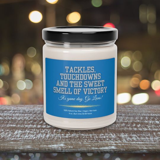 Discover Lions Game Day Candle for Husband