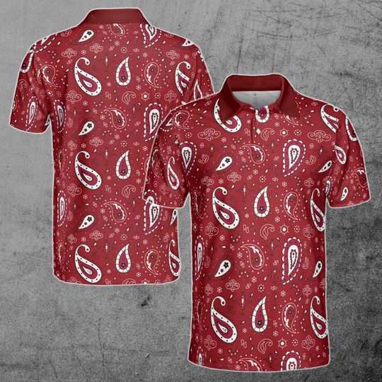 Discover Paisley Bandana Pattern Burgundy Golf Men's Polo Shirt