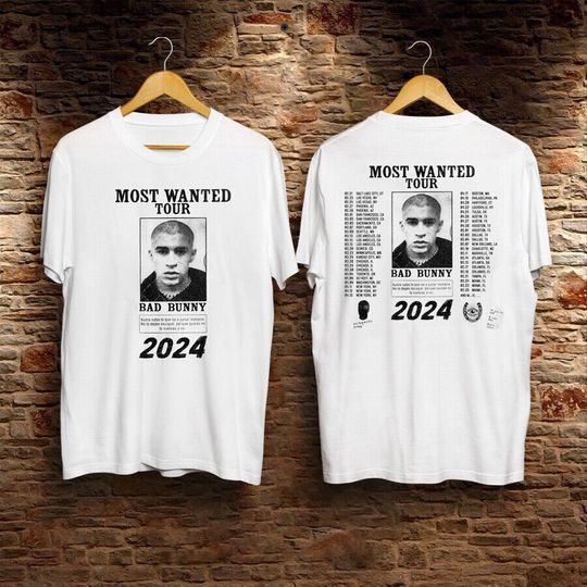 Discover Bad Bunny Band Tour Most Wanted 2024 T-shirt