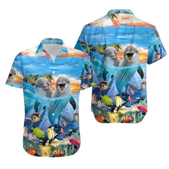 Discover Dolphin Jumping Hawaiian Shirt