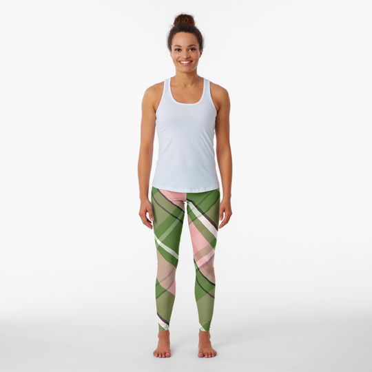 Discover Pink and Green Preppy Plaid Leggings
