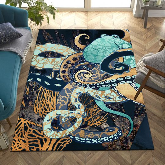 Discover Modern Colorful Octopus Area Rug