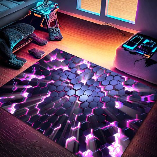 Discover Hexagon Gamer Room Rug