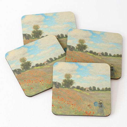 Discover Poppy Field Claude Monet Coasters