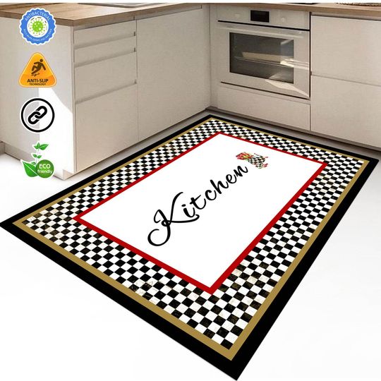 Discover Non-Slip Washable Kitchen Rug, Non Slip Base Kitchen Mat,Kitchen Carpet