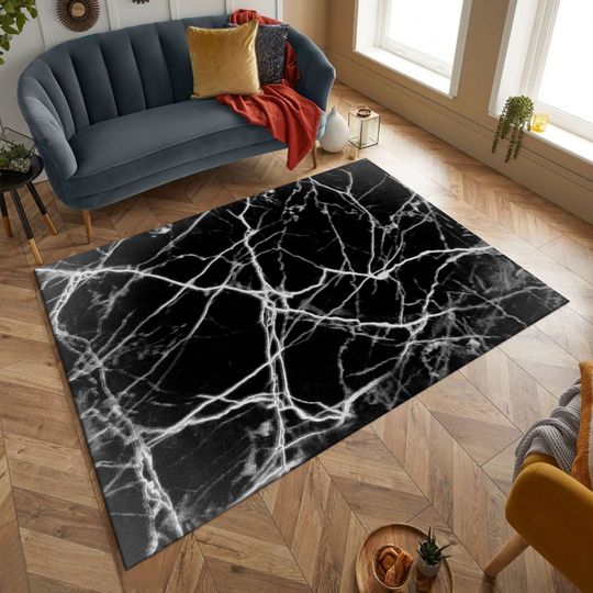 Discover Black Marble Pattern Rug