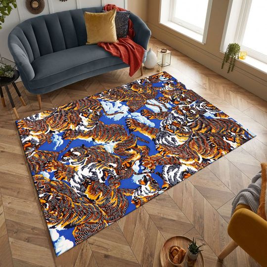 Discover Tiger Themed Living Room Area Rug