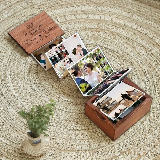 Discover Pull Out Photo Album In Box, Valentines Gifts, Photo Memory Box, Custom Couples Gift, Anniversary Gift for Boyfriend Husband