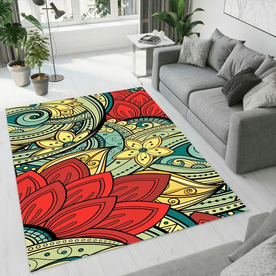 Discover Colorful Flower Rug for Living Room or Bedroom
