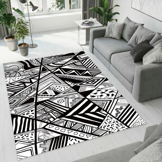 Discover Black and White Abstract Art Rug - Aesthetic Area Decor