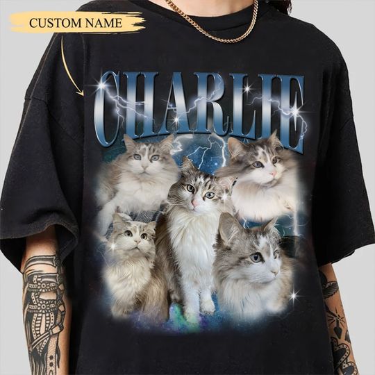 Discover Pet Custom Vintage Washed Shirt, Custom Cat Graphic Unisex T-Shirt