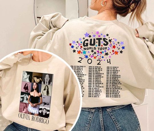 Discover Olivia Guts Tour 2024 Shirt, Olivia Rodrigo Guts Sweatshirt