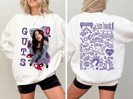 Discover Olivia Guts Tour Track List Aesthetic Shirt, Olivia Rodrigo Guts Shirt