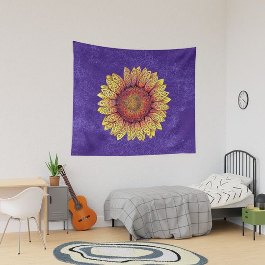 Discover Swirly Sunflower Tapestry