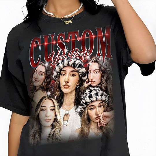 Discover Personalized Photo Bootleg T Shirt With Face Girlfriend Vintage Rap Tee