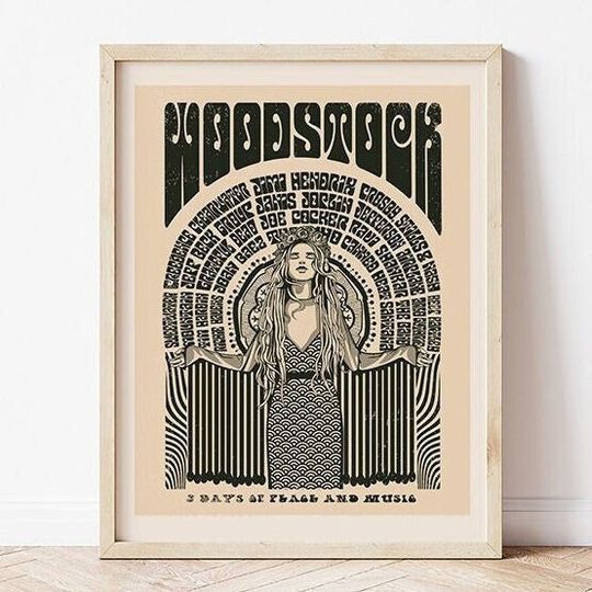 Discover Woodstock Festival Art Print, Vintage Wall Art, Woodstock Poster