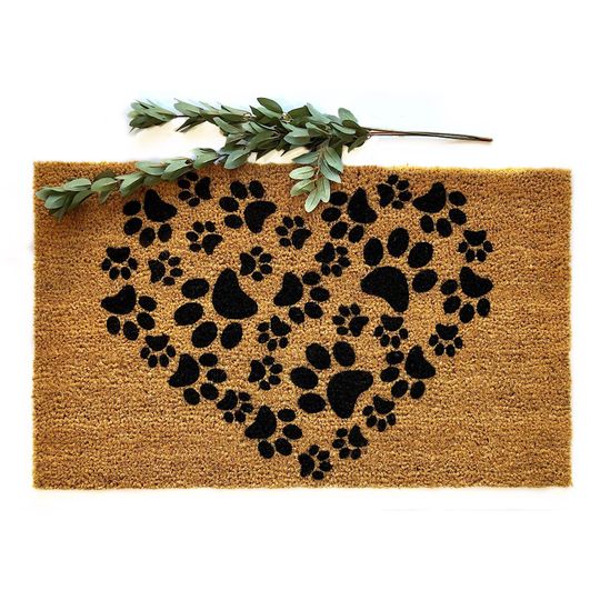 Discover Heart doormat | Paw print doormat | Valentines day mat | Dog lover | Dog doormat | Paw prints