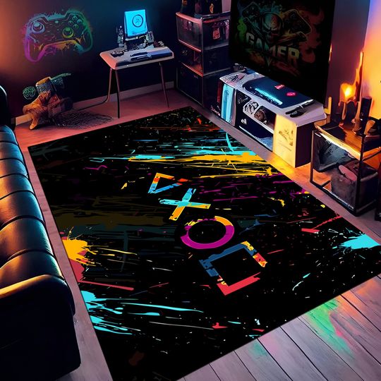 Discover Console Rug, Colorful Joystick Button Rug, Colorful Rug, Gamer Decor, Gamer Gifts