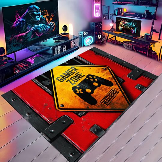 Discover Gamer Zone Rug, Red Rug, Gamer Room Rug, Colorful Rug, Game Decor, Gamer Gifts