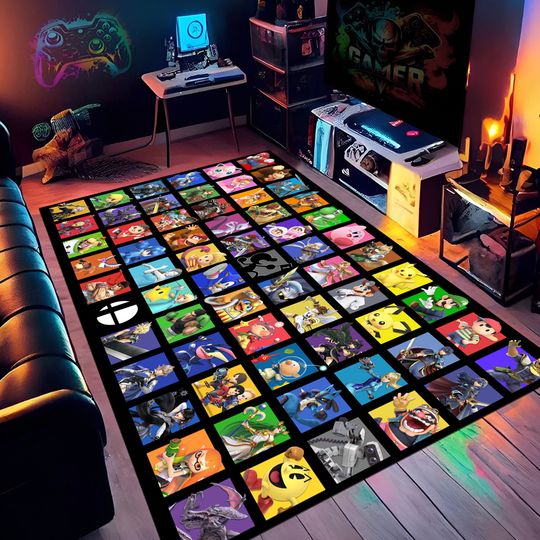 Discover Popular Game Rug, Game Characters Rug, Gamer Art,Gamer Decor, Colorful Rug
