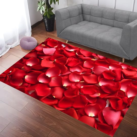 Discover Rose Themed Rug, Rose Petals Rug,Rose Leaf Rug,Red Rug,Cool Rug,Living Room Rugs